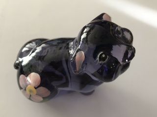 Fenton Hand Painted Amethyst / Lilac Figurine Pig Signed In Fenton Box