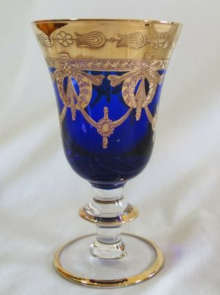Arte Italica Aiz2 Cobalt Blue Encrusted Crystal 5 ¾” Wine Goblet (s)