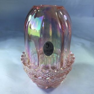 Fenton Pink Iridescent Glass Fairy Lamp