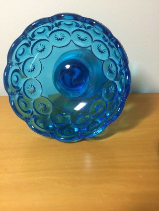 LE Smith Moon and Stars Blue Glass Pedestal Candy Dish/ Compote & Lid 2