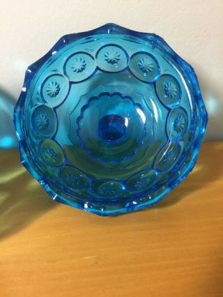 LE Smith Moon and Stars Blue Glass Pedestal Candy Dish/ Compote & Lid 5