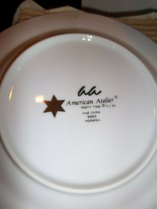 8 - American Atelier Party Time Salad /Dessert Plates Gold Leaf Stars NIB 3