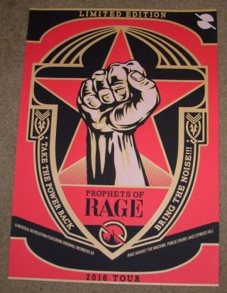 Prophets Of Rage Concert Gig Poster Print 2016 Tour Against The Machine