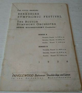 Concert Program Playbill 1938 Boston Symphony Orchestra Serge Koussevitzky Bach