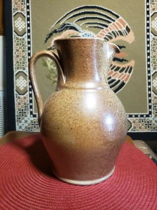 Jugtown Pottery Brown Pitcher Signed By Vernon Owen 10 " Tall Dated 2004