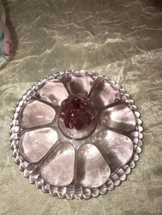 Fenton Hand Painted Glass Candy Dish Flowers With Pink Knob Lid Signed 5
