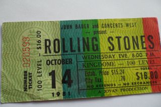 Rolling Stones 1981_concert Ticket Stub_seattle Kingdome_vg,