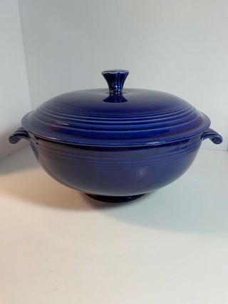 Homer Laughlin Hlc Fiesta Cobalt Blue - - Covered Casserole Serving Bowl Dish