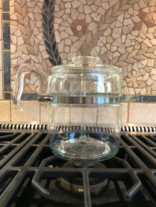 Vintage 9 - Cup Pyrex Flameware Glass Percolator Stove Top Coffee Pot