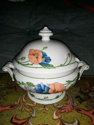 Villeroy & Boch Amapola Large Soup Tureen With Lid 10 Cup Serving Bowl Germany