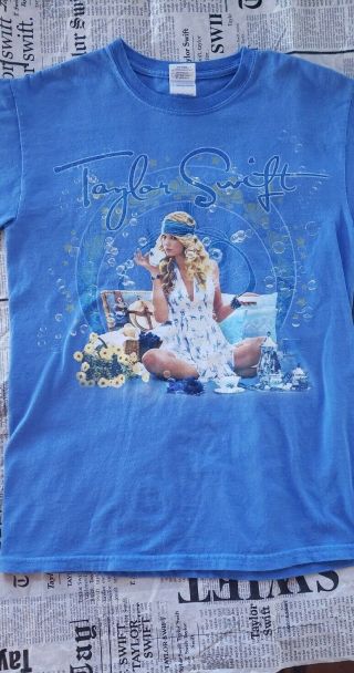 Taylor Swift Rare Fearless Concert Tour 2009 Tea T Shirt Men’s Size Medium Blue