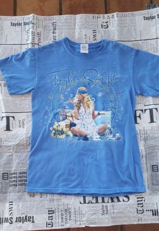 Taylor Swift Rare Fearless Concert Tour 2009 Tea T Shirt Men’s Size Medium Blue 2