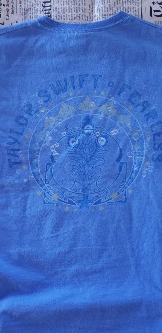 Taylor Swift Rare Fearless Concert Tour 2009 Tea T Shirt Men’s Size Medium Blue 5