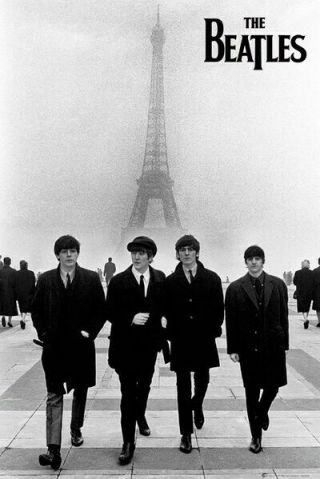 Beatles Poster Group Shot Walking Paris 24 Inches By 36 Inches The