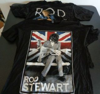 Rod Stewart Music 2014 Concert Tour T Shirt Pair Size Large