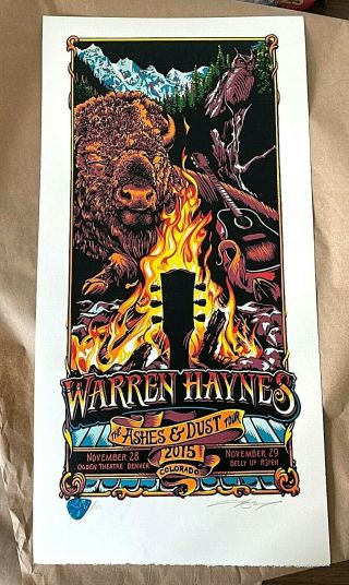 Warren Haynes 2015 Linocut Poster Print Denver Co S/n /150 Aj Masthay Govt Mule