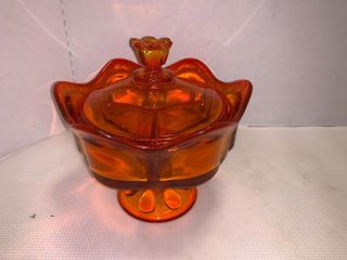 Vintage Orange Glass Viking Divided Footed Candy Dish/bowl 7 3/4”