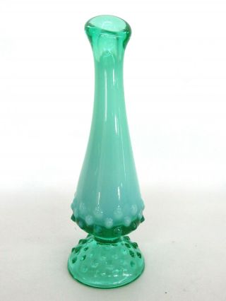 Fenton Hobnail Vaseline Opalescent Glass Green Bud Vase 590b