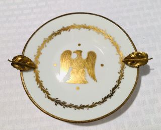Antique B&h Limoges France Gold Gilt Painted Porcelain Plate Empire 1825 Eagle