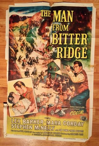 1955 - Man From Bitter Ridge - Western Movie Poster 27x41 1 Sheet