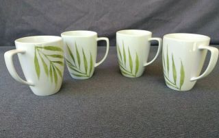 Corelle Coordinates Bamboo Leaf 12 Oz Porcelain Coffee Tea 4.  5 " Cups - Set Of 4