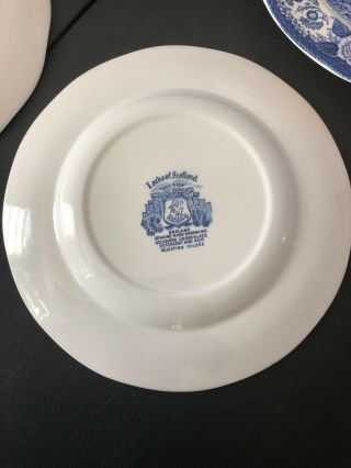 Set 4 Vintage Royal Warwick Lochs of Scotland Blue & White 9 7/8” Dinner Plates 6
