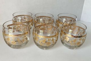Set (6) Culver " Chantilly " 22k Gold Roly Poly Double Old Fashioned Glasses