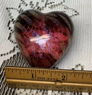 Robert Held Label Dichroic Iridescent Purple Heart Art Glass Paperweight Canada 7