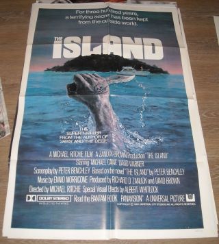 1980 The Island 1 Sheet Movie Poster Peter Benchley Novel Art Pirates