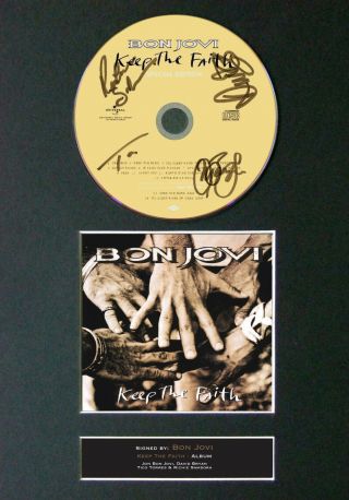 43 Bon Jovi Keep The Faith Cd Signed Autograph Mounted A4