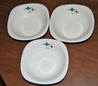 Syracuse China Trend Atomic Jubilee Retro China - 3 Square Cereal Bowls 5.  5 "