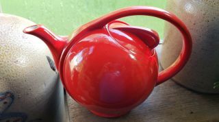 Vintage Hall China Airflow Teapot 8 Chinese Red Art Deco