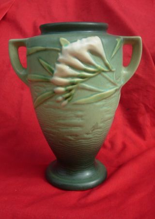 Roseville Pottery Arts and Crafts Vase Mission style Green Freesia 121 2