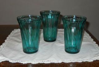 3 Jeannette Depression Glass Ultramarine Swirl 5 1/4 Inch Tumblers