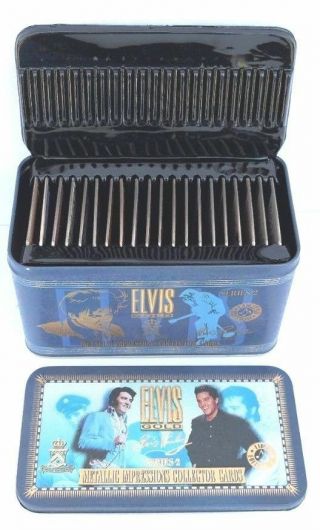 Vintage Elvis Presley Gold Metallic Impressions Collector Card Tin Series 2 Set