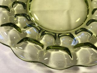 (4) Imperial Glass Elegant Provincial Verde Green Thumbprint Lucheon Plates 8”