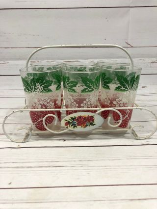 Mid Century Modern Glass Tumbler Set Of 6 Drinking Glasses With Stand