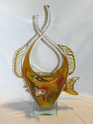 Rare Large Vintage Mid Century Modern Murano Art Glass Tropical Fish Sculpture