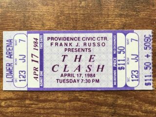 Vintage Ticket The Clash Providence,  R.  I.  April 17,  1984