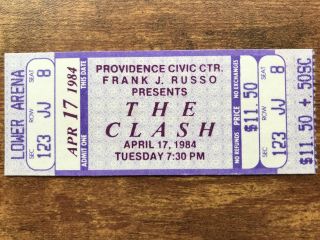 Vintage Ticket The Clash Providence,  R.  I.  April 17,  1984 Joe Strummer