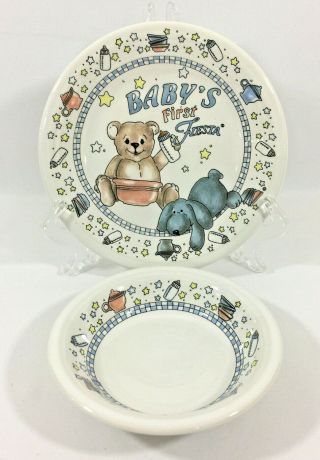 Baby’s First Fiesta China Child Set Luncheon Plate & Fruit Bowl Retired Euc