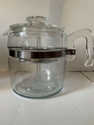Vintage Pyrex 7756 Flame Ware 6 Cup Glass Coffee Tea Pot Stove Top Percolator