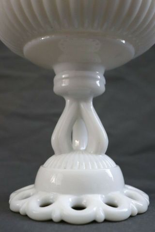 Antique Vtg Westmoreland Specialty Doric Milk Glass Tall Footed Compote Bowl 2