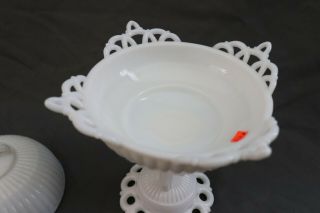 Antique Vtg Westmoreland Specialty Doric Milk Glass Tall Footed Compote Bowl 4