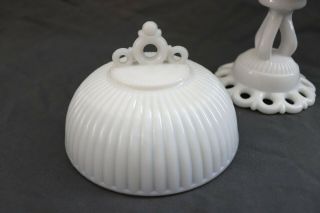 Antique Vtg Westmoreland Specialty Doric Milk Glass Tall Footed Compote Bowl 6