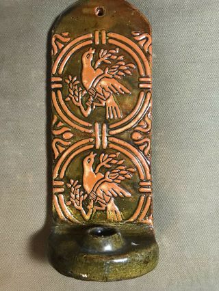 Mercer Moravian Pottery & Tile Arts & Crafts 1985 Candlesick Sconce