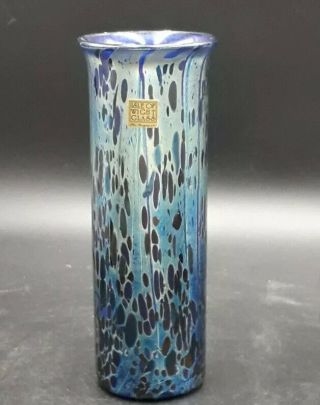 Vintage Isle Of Wight Oil Drop Glass Sleeve Vase With Label.