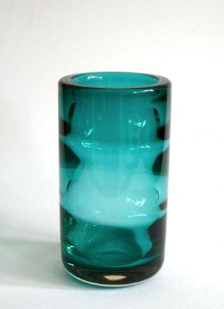 Whitefriars 9583 Sea Green Mid - Century Optic Glass Vase By Geoffrey Baxter