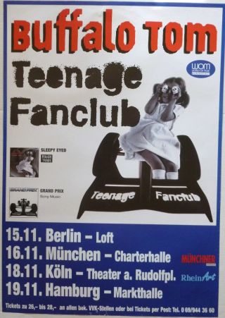 Buffalo Tom / Teenage Fanclub 1995 German Concert Tour Poster