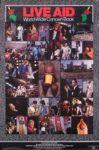 Live Aid World Wide 1985 Concert Book Promo Poster